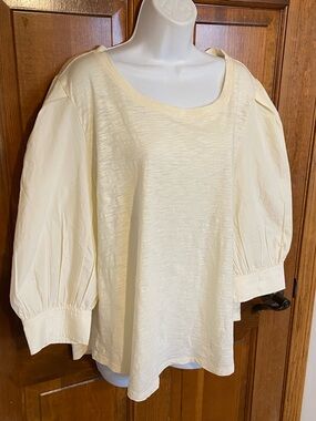 Lauren Ralph Lauren Black Tag women's cotton blend cream media puff sleeve XXL
